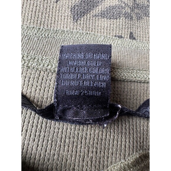 Our Silent Procession Henley Top Women Medium Green Skull Print Long Sleeve Y2K - Picture 11 of 11